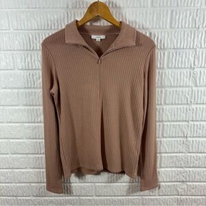 Vince Ribbed Half-Zip Mock Neck Sweater Long Sleeve Size Medium